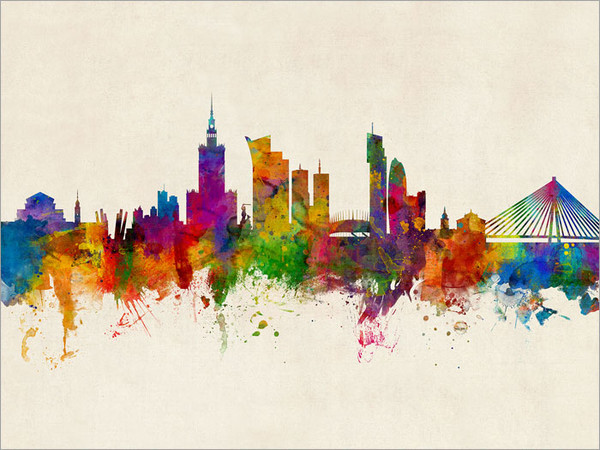 Warsaw Poland Skyline Cityscape Poster Art Print