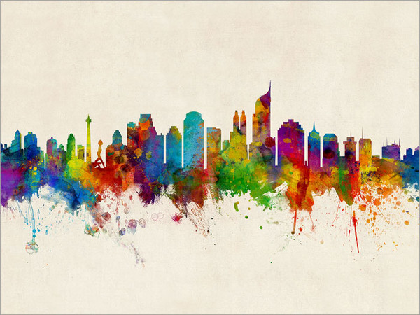 Jakarta Indonesia Skyline Cityscape Poster Art Print