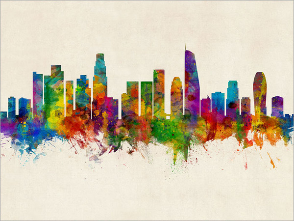 Los Angeles California Skyline Cityscape Poster Art Print