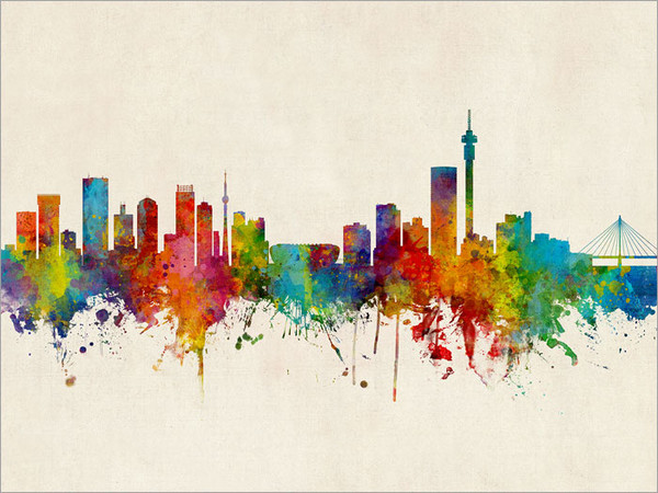 Johannesburg South Africa Skyline Cityscape Poster Art Print