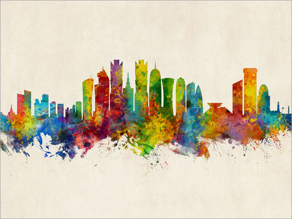 Doha Qatar Skyline Cityscape Poster Art Print