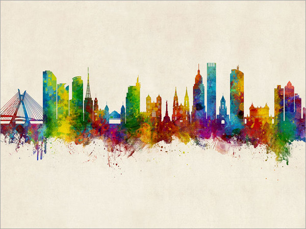 São Paulo Brazil Skyline Cityscape Poster Art Print