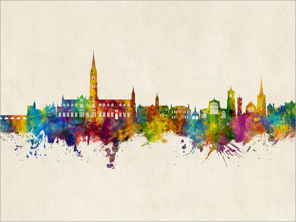 Salisbury England Skyline Cityscape Poster Art Print