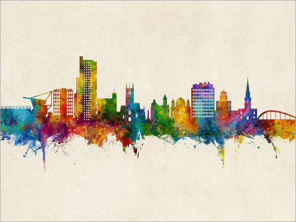 Wolverhampton England Skyline Cityscape Poster Art Print