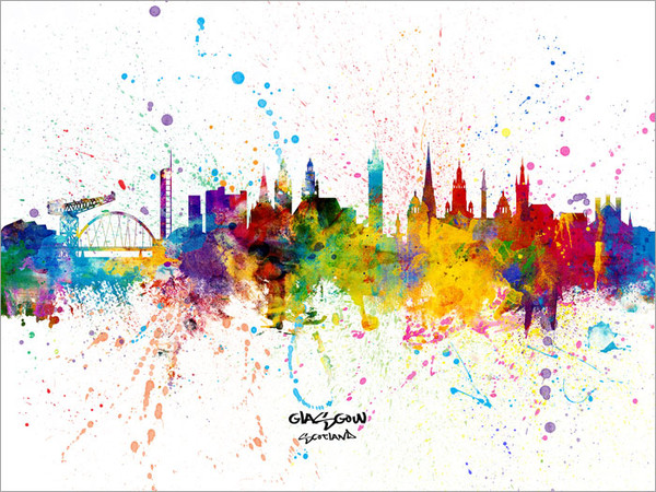 Glasgow Scotland Skyline Cityscape Poster Art Print