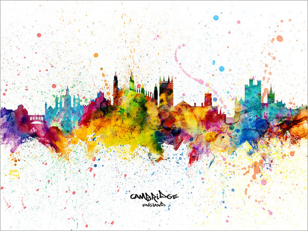 Cambridge England Skyline Cityscape Poster Art Print