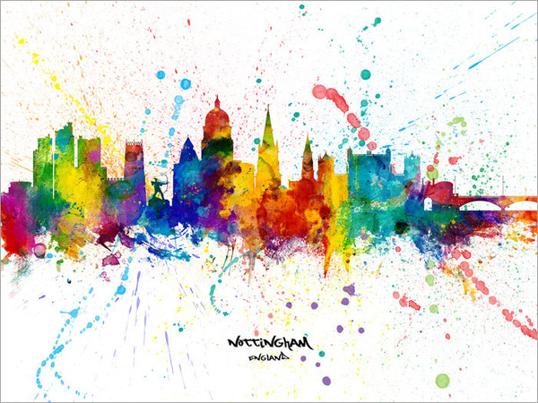 Nottingham England Skyline Cityscape Poster Art Print