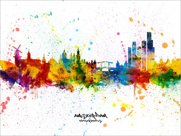 Amsterdam Netherlands Skyline Cityscape Poster Art Print