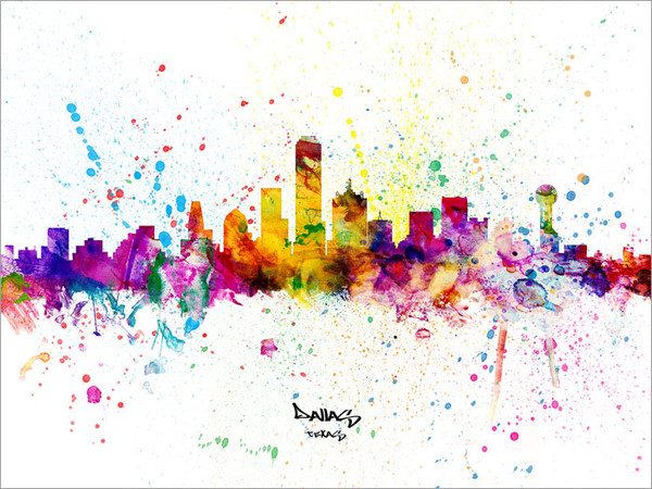 Dallas Texas Skyline Cityscape Poster Art Print