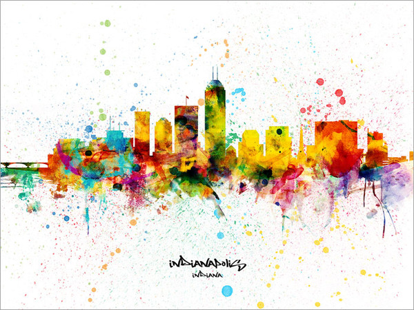 Indianapolis Indiana Skyline Cityscape Poster Art Print