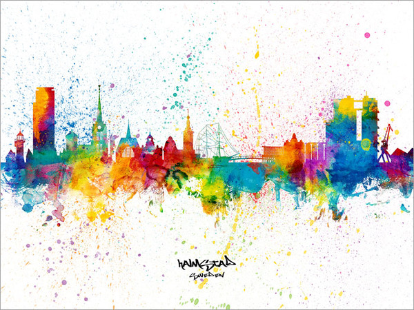 Halmstad Sweden Skyline Cityscape Poster Art Print