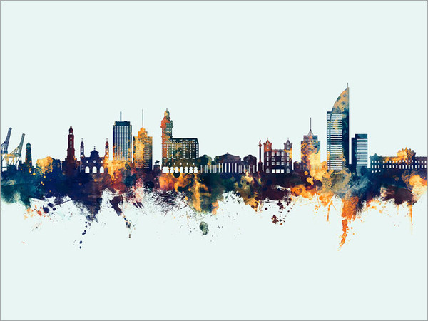 Montevideo Uruguay Skyline Cityscape Poster Art Print