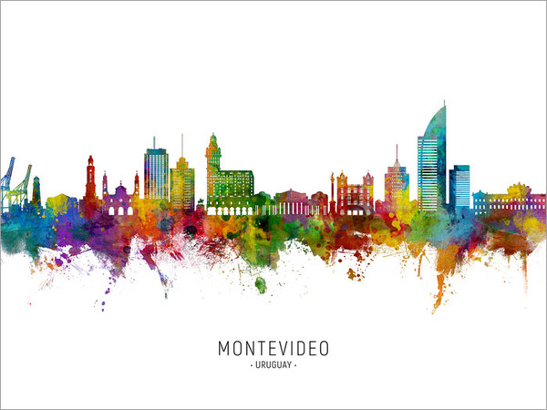 Montevideo Uruguay Skyline Cityscape Poster Art Print