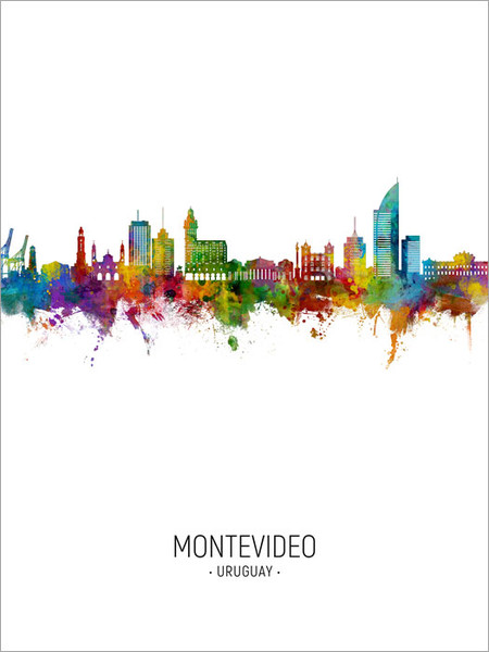 Montevideo Uruguay Skyline Cityscape Poster Art Print