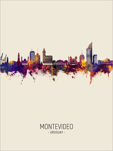 Montevideo Uruguay Skyline Cityscape Poster Art Print