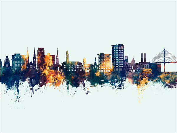 Savannah Georgia Skyline Cityscape Poster Art Print