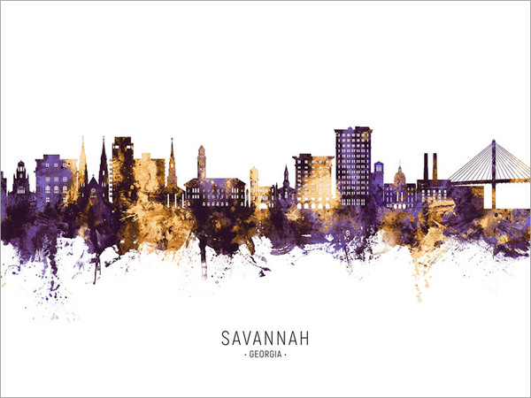 Savannah Georgia Skyline Cityscape Poster Art Print