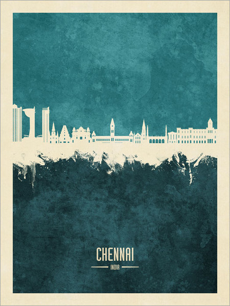 Chennai India Skyline Cityscape Poster Art Print