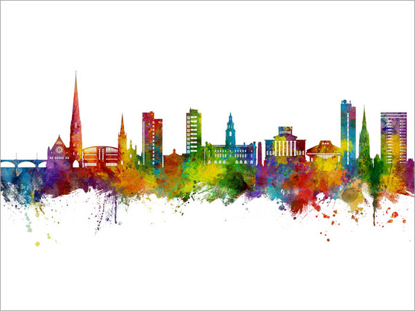 Preston England Skyline Cityscape Poster Art Print