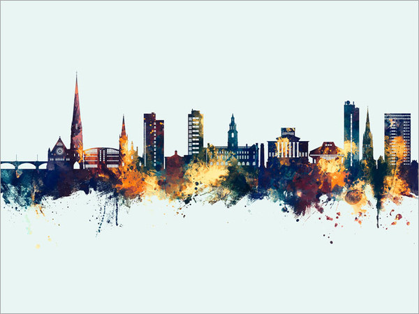 Preston England Skyline Cityscape Poster Art Print