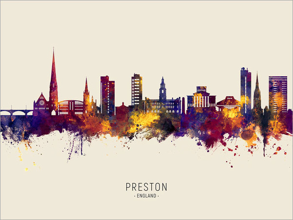 Preston England Skyline Cityscape Poster Art Print