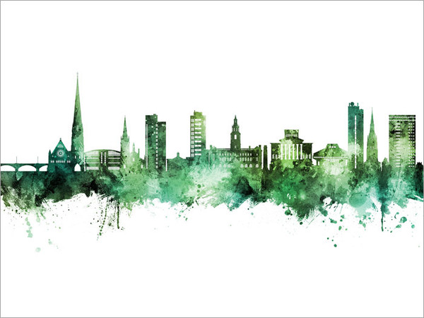 Preston England Skyline Cityscape Poster Art Print