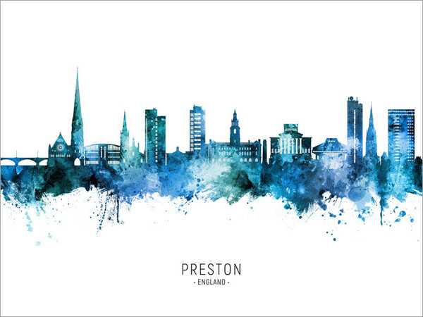 Preston England Skyline Cityscape Poster Art Print