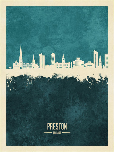 Preston England Skyline Cityscape Poster Art Print