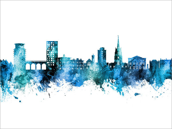 Chelmsford England Skyline Cityscape Poster Art Print