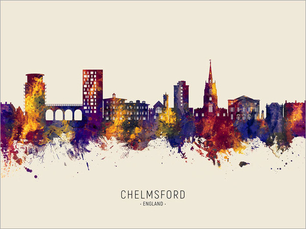 Chelmsford England Skyline Cityscape Poster Art Print