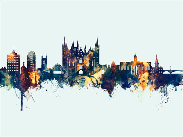 Peterborough England Skyline Cityscape Poster Art Print