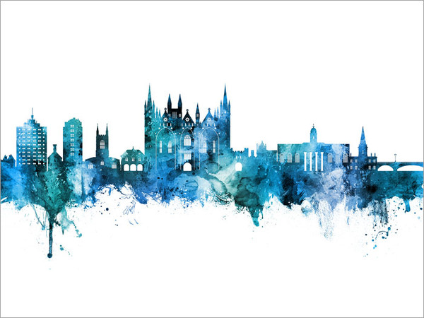 Peterborough England Skyline Cityscape Poster Art Print