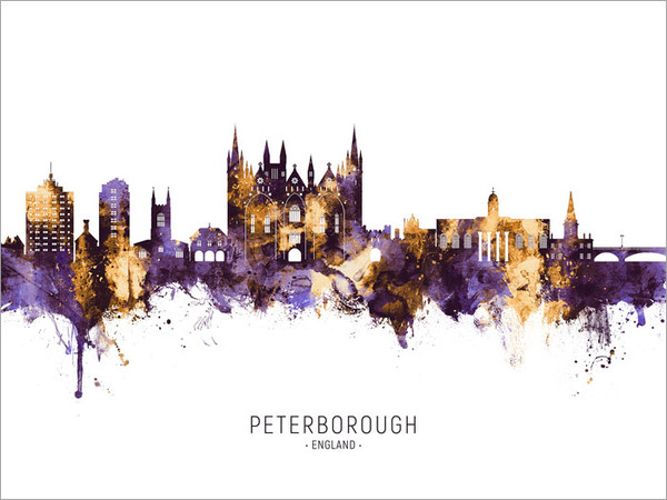 Peterborough England Skyline Cityscape Poster Art Print