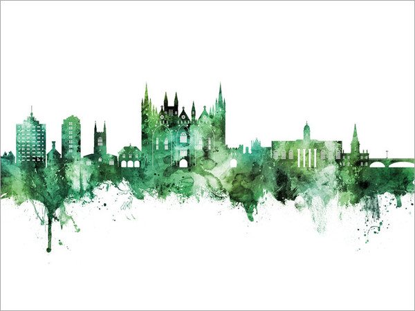 Peterborough England Skyline Cityscape Poster Art Print