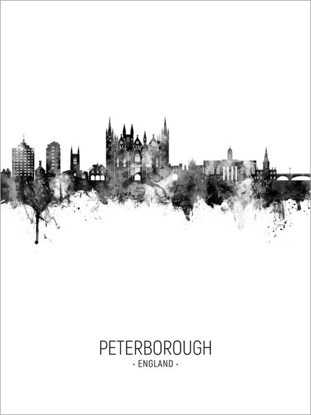 Peterborough England Skyline Cityscape Poster Art Print