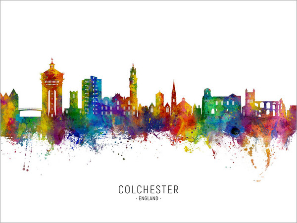 Colchester England Skyline Cityscape Poster Art Print