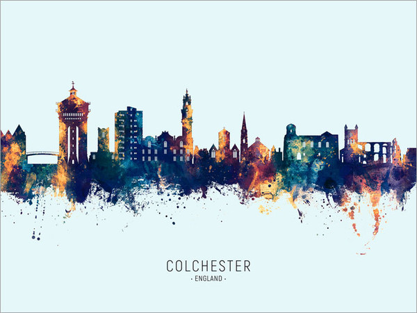 Colchester England Skyline Cityscape Poster Art Print