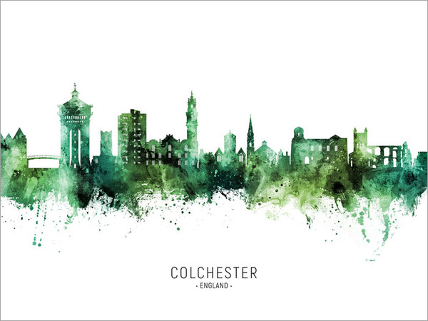 Colchester England Skyline Cityscape Poster Art Print