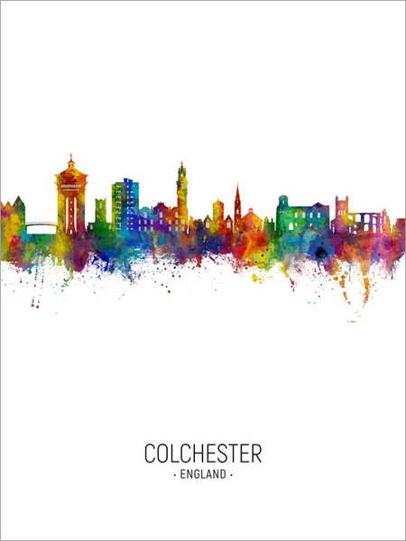 Colchester England Skyline Cityscape Poster Art Print