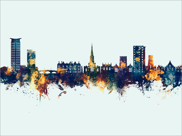 Bedford England Skyline Cityscape Poster Art Print