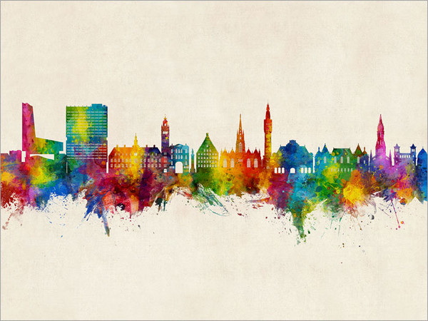 Lille France Skyline Cityscape Poster Art Print