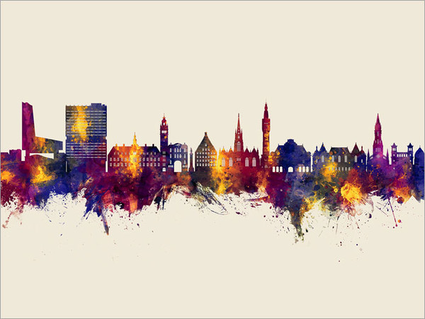 Lille France Skyline Cityscape Poster Art Print