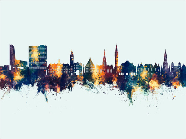 Lille France Skyline Cityscape Poster Art Print