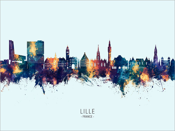 Lille France Skyline Cityscape Poster Art Print