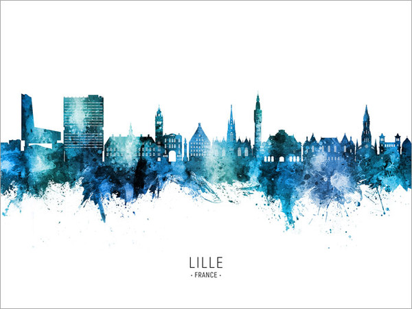 Lille France Skyline Cityscape Poster Art Print