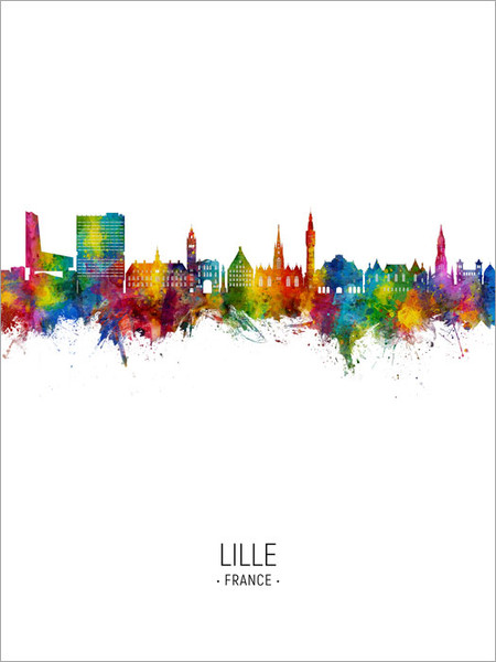 Lille France Skyline Cityscape Poster Art Print