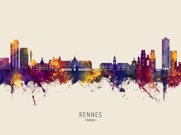 Rennes France Skyline Cityscape Poster Art Print