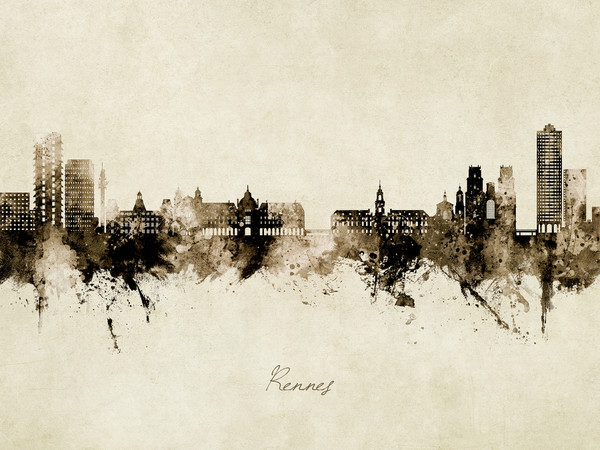 Rennes France Skyline Cityscape Poster Art Print