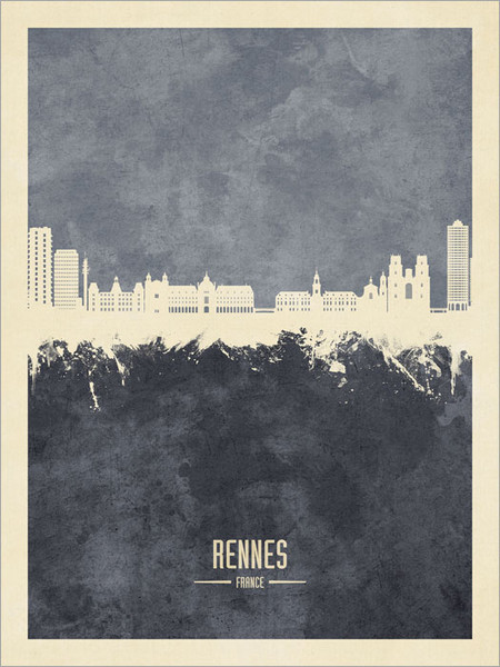 Rennes France Skyline Cityscape Poster Art Print