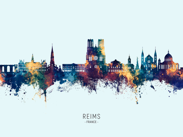 Reims France Skyline Cityscape Poster Art Print